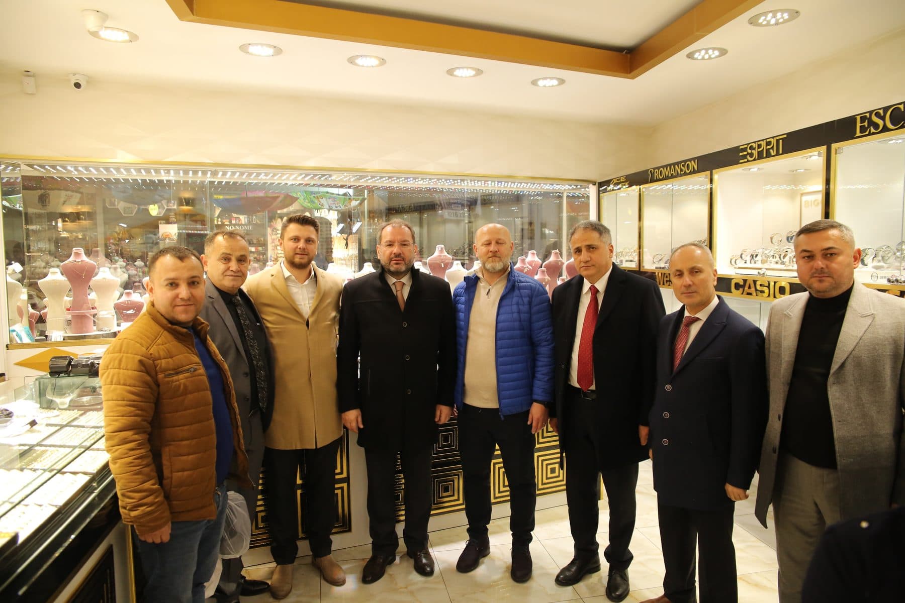 A group of nine during a visit to a jewellery shop